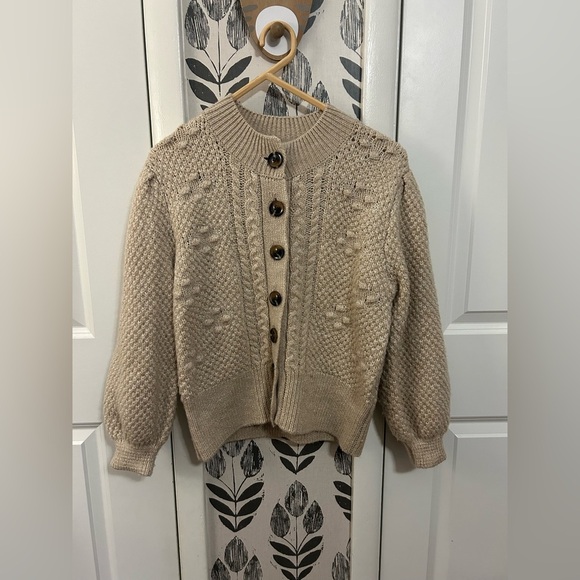 Who What Wear Cozy Cream Cable Knit Cardigan Sweater Size M Cabincore Eclectic - Picture 2 of 8
